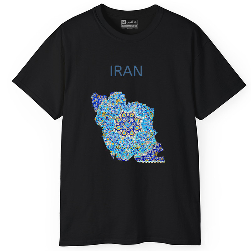 تی‌شرت آستین کوتاه یقه گرد مردانه پاد آفرین طرح نقشه ایران کد 212