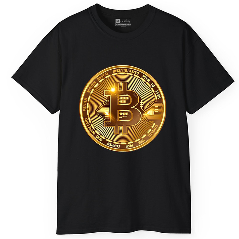 تی‌ شرت آستین کوتاه یقه گرد مردانه پاد آفرین طرح بیت کوین کد 661