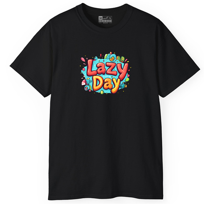 تی شرت آستین کوتاه مردانه پاد آفرین مدل اسپرت طرح Lazy Day کد PT049