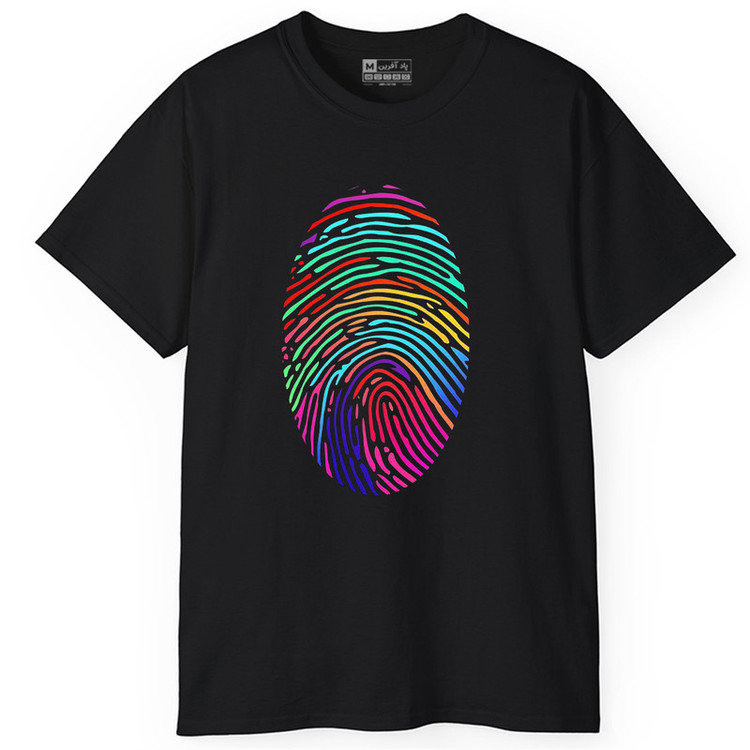 تیشرت آستین کوتاه یقه گرد مردانه پاد آفرین طرح اثر انگشت کد 36
