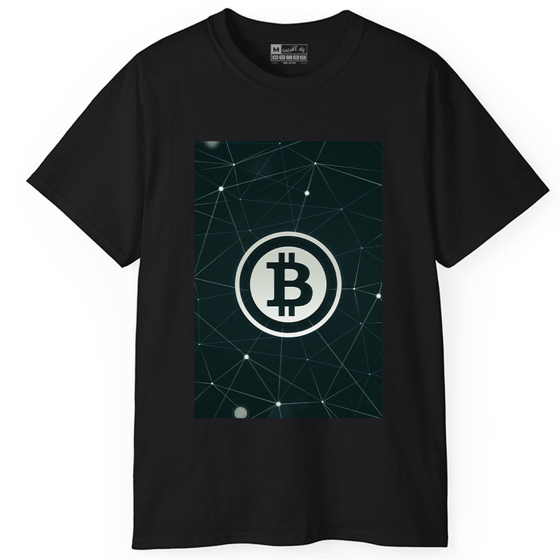 تی‌ شرت آستین کوتاه یقه گرد مردانه پاد آفرین طرح بیت کوین ارز دیجیتال کریپتوکارنسی کد 851