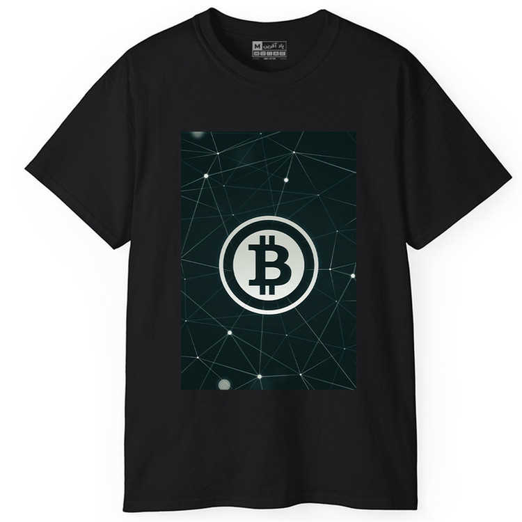 تی شرت آستین کوتاه یقه گرد مردانه پاد آفرین طرح بیت کوین ارز دیجیتال کریپتوکارنسی کد 851