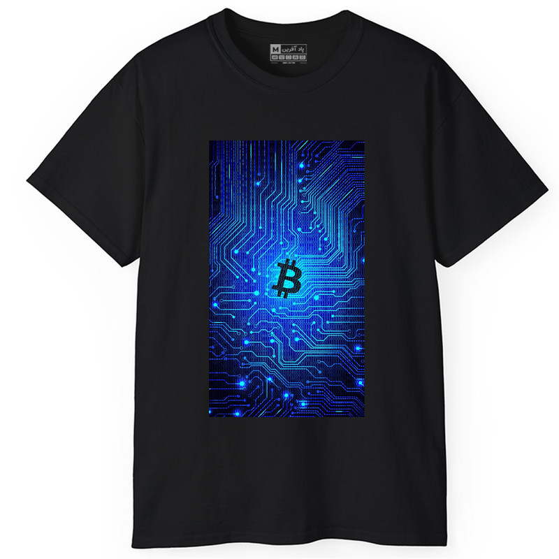 تی‌ شرت آستین کوتاه یقه گرد مردانه پاد آفرین طرح بیت کوین ارز دیجیتال کریپتوکارنسی کد 844