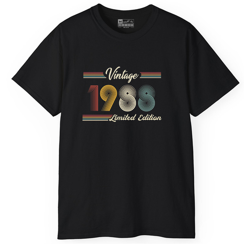 تی‌شرت آستین کوتاه یقه گرد مردانه پاد آفرین طرح سال میلادی 1988 کد 22