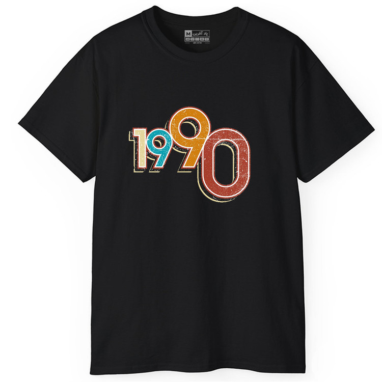 تیشرت آستین کوتاه یقه گرد مردانه پاد آفرین طرح سال میلادی 1990 کد 45
