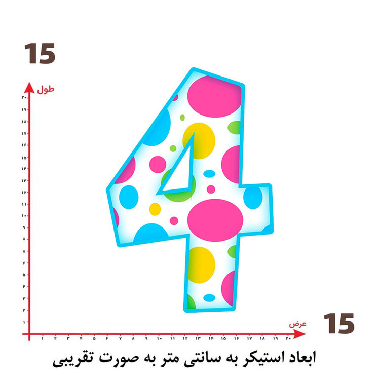 استیکر پارچه و لباس پاد آفرین طرح عدد 4 کد 4715