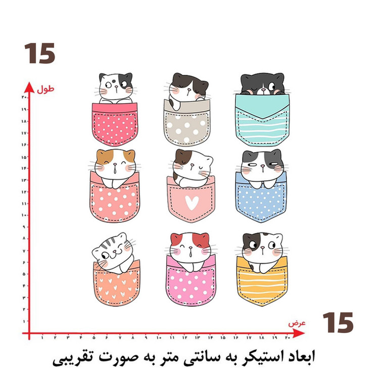 استیکر پارچه و لباس پاد آفرین طرح گربه های بامزه کد 4970