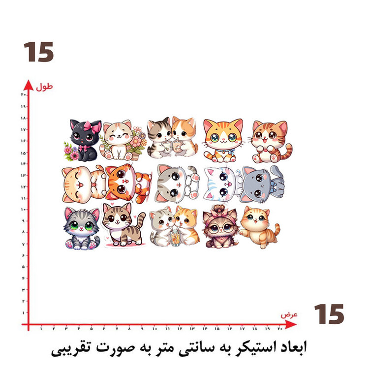 استیکر پارچه و لباس پاد آفرین طرح گربه های بامزه کد 3986