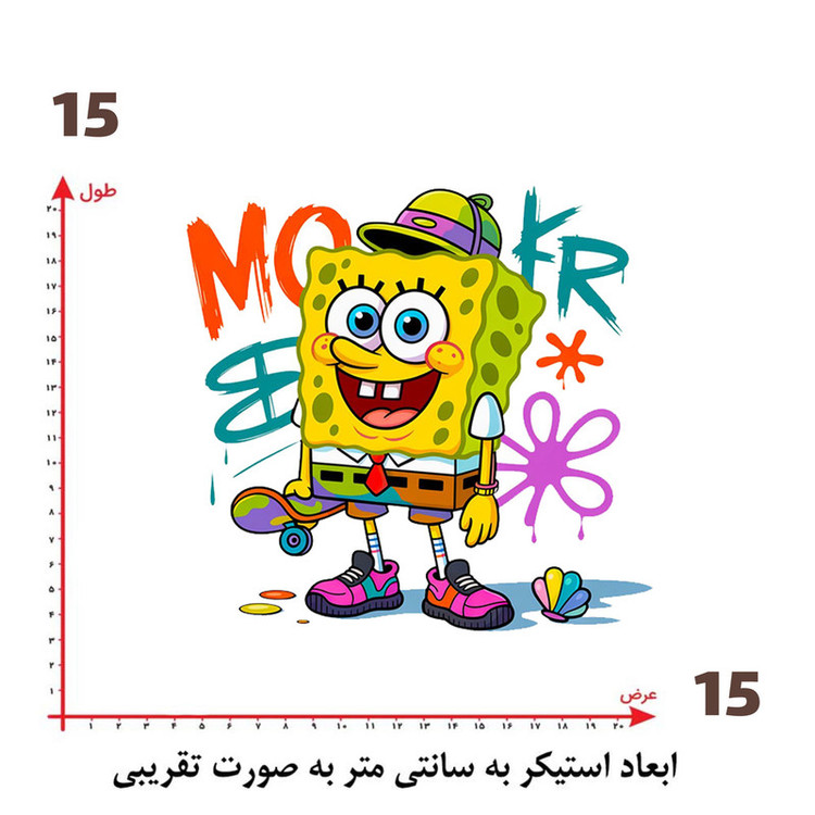 استیکر پارچه و لباس پاد آفرین طرح باب اسفنجی کد 2852