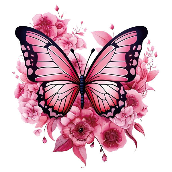 استیکر پارچه و لباس پاد آفرین طرح پروانه و گل کد 1143