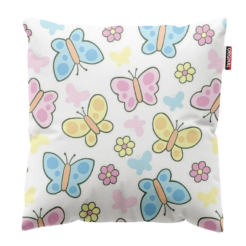 کوسن پاد آفرین طرح فانتزی پروانه و گل کد 4797 سایز 30*30 سانتی متر