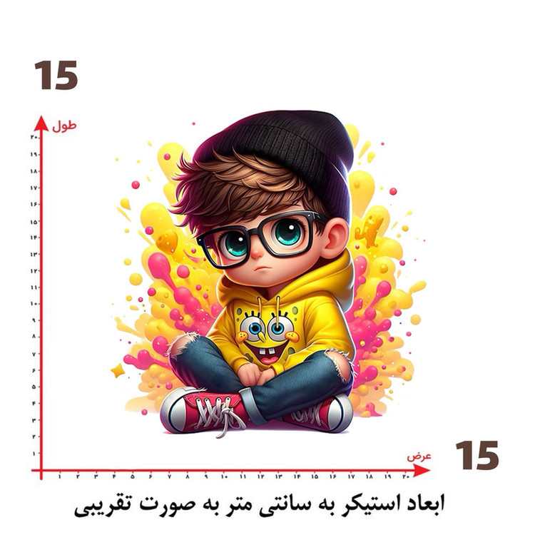 استیکر پارچه و لباس پاد آفرین طرح پسر و باب اسفنجی کد 3849