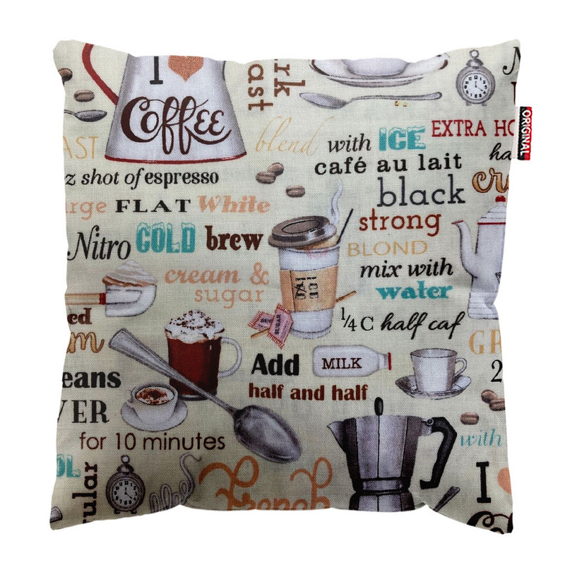 کوسن پاد آفرین طرح کافی قهوه کافه COFFEE کد 5029 سایز 30*30 سانتی متر