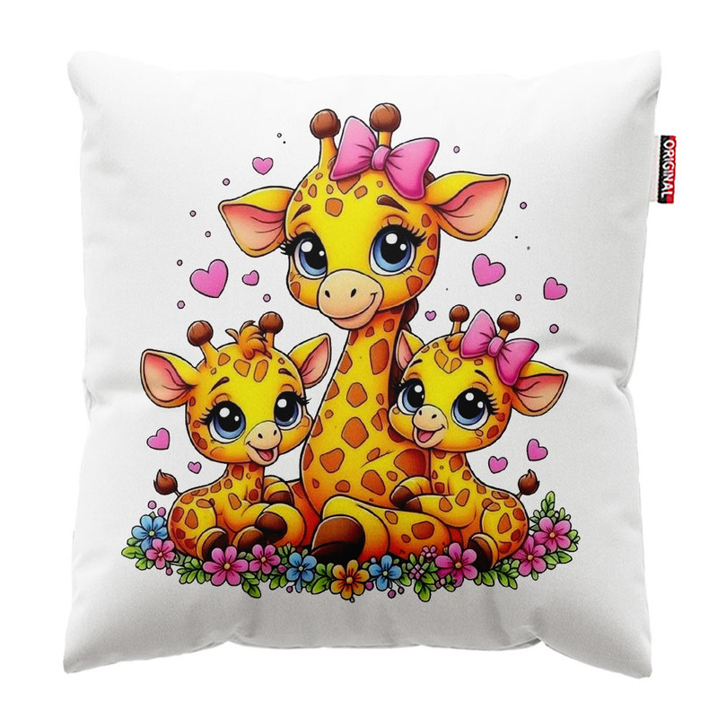 کوسن پاد آفرین طرح کارتونی بچگانه زرافه بامزه کد 2281 سایز 30*30 سانتی متر