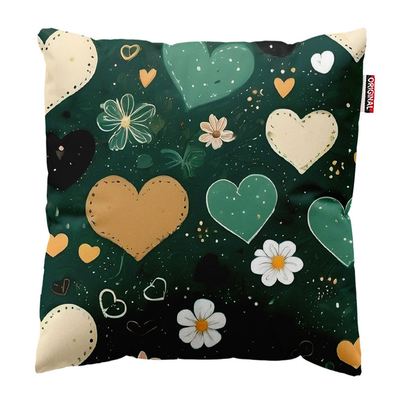 کوسن پاد آفرین طرح قلب و گل کد 4754 سایز 40*40 سانتی متر