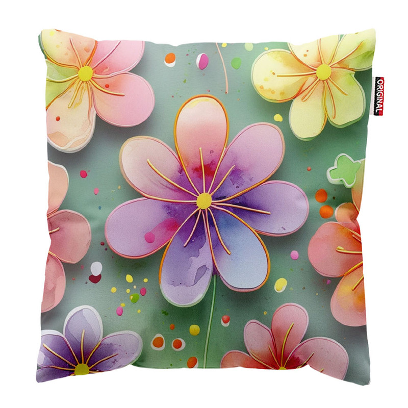 کوسن پاد آفرین طرح گل کد 4233 سایز 30*30 سانتی متر