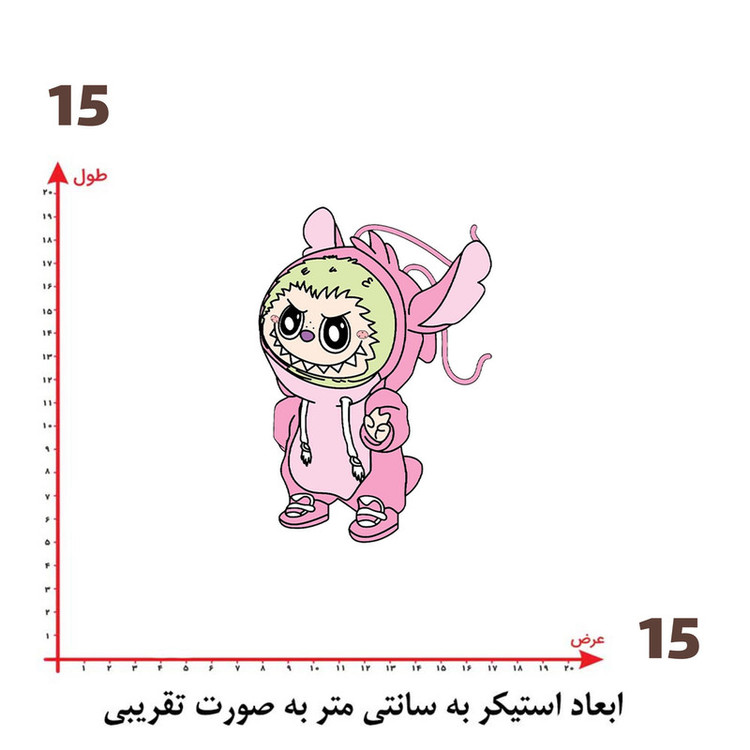 استیکر پارچه و لباس پاد آفرین طرح لبوبو کد 201