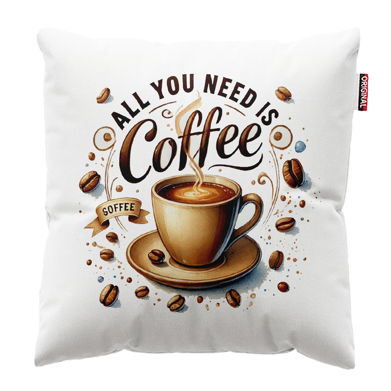 کوسن پاد آفرین طرح قهوه کافی کافه coffee کد 3980 سایز 30*30 سانتی متر