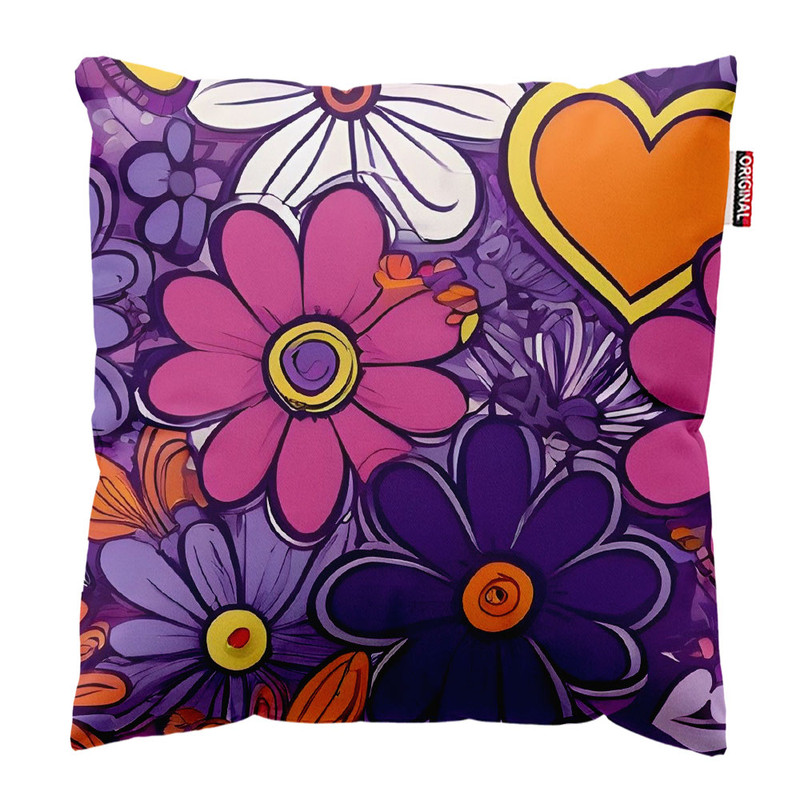 کوسن پاد آفرین طرح گل و  قلب کد 2252 سایز 30*30 سانتی متر