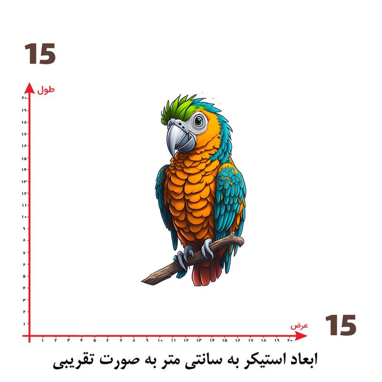 استیکر پارچه و لباس پاد آفرین طرح طوطی کد 2980