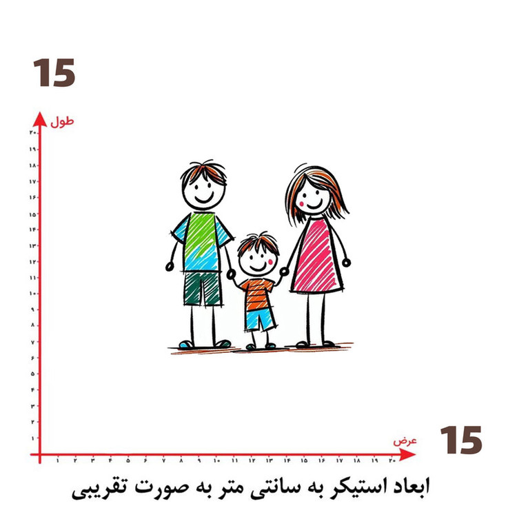 استیکر پارچه و لباس پاد آفرین طرح خانواده کد 3657