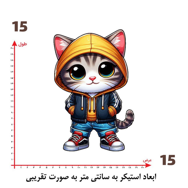استیکر پارچه و لباس پاد آفرین طرح کارتونی گربه کد 5543