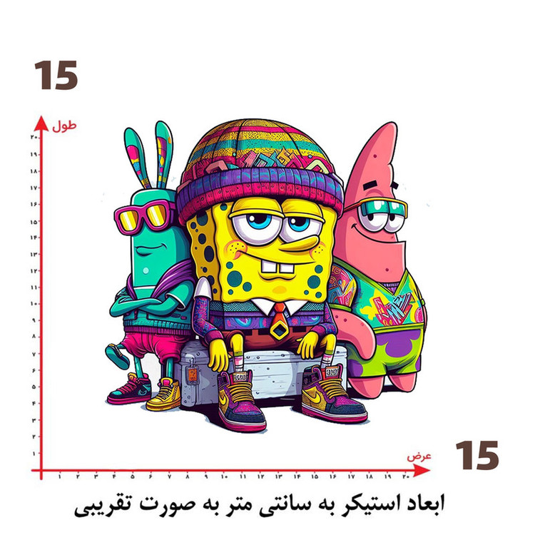 استیکر پارچه و لباس پاد آفرین طرح باب اسفنجی کد 2128