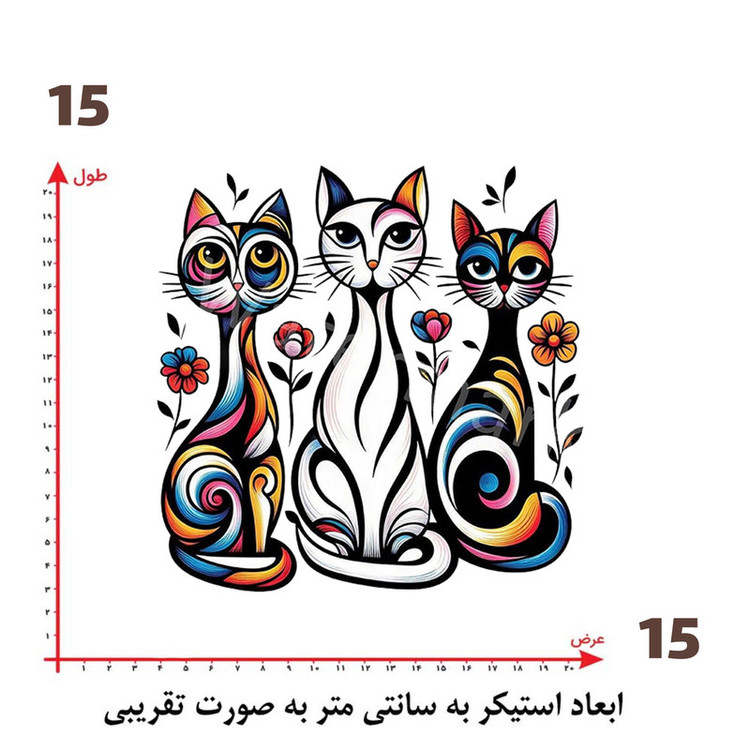 استیکر پارچه و لباس پاد آفرین طرح گربه های بامزه کد 1259