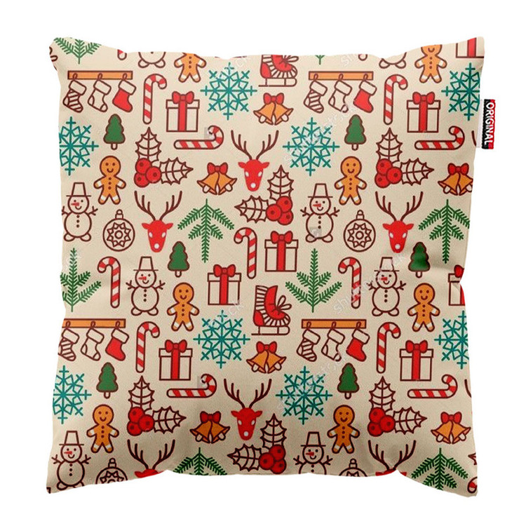 کوسن پاد آفرین طرح بابانوئل برف زمستون کریسمس کد 2649 سایز 40*40 سانتی متر