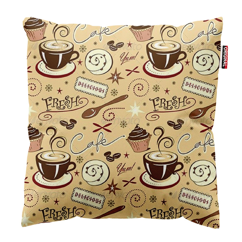 کوسن پاد آفرین طرح قهوه کافی کافه coffee کد 4024 سایز 40*40 سانتی متر