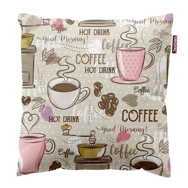 کوسن پاد آفرین طرح کافی قهوه کافه coffee کد 1531 سایز 40*40 سانتی متر