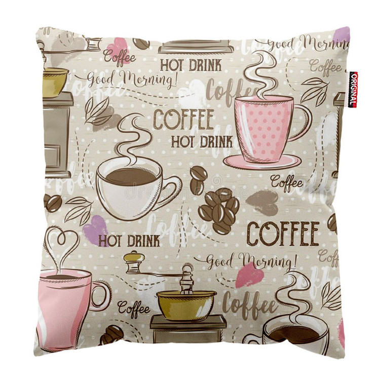 کوسن پاد آفرین طرح کافی قهوه کافه coffee کد 1531 سایز 40*40 سانتی متر