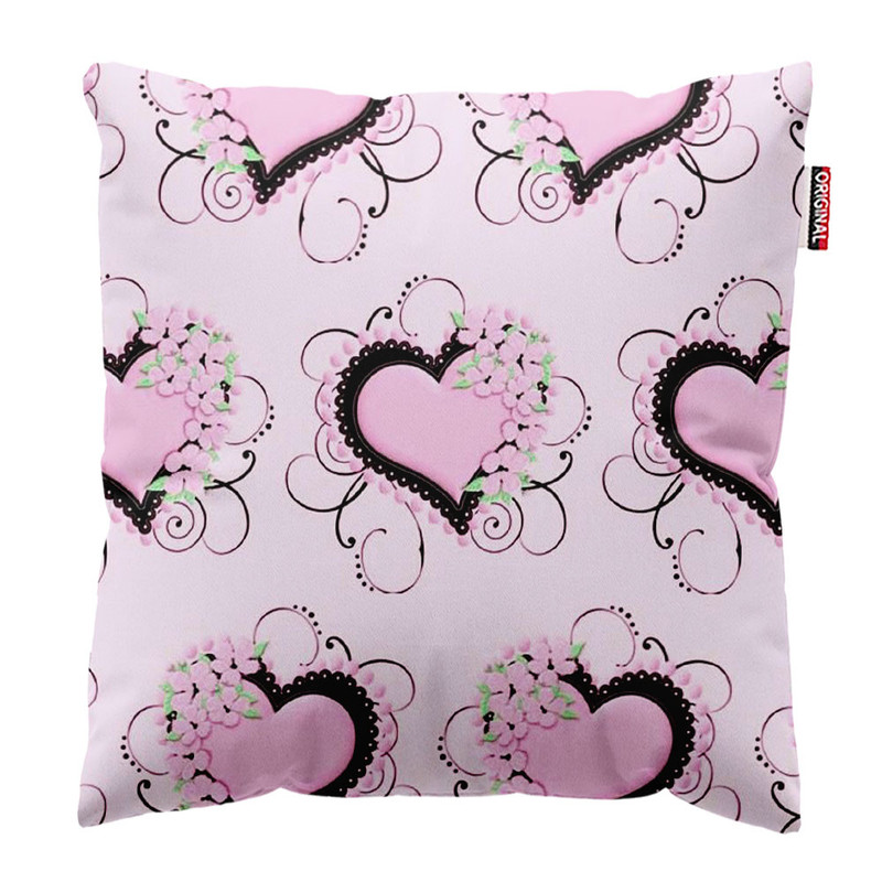 کوسن پاد آفرین طرح قلب و گل کد 1040 سایز 40*40 سانتی متر