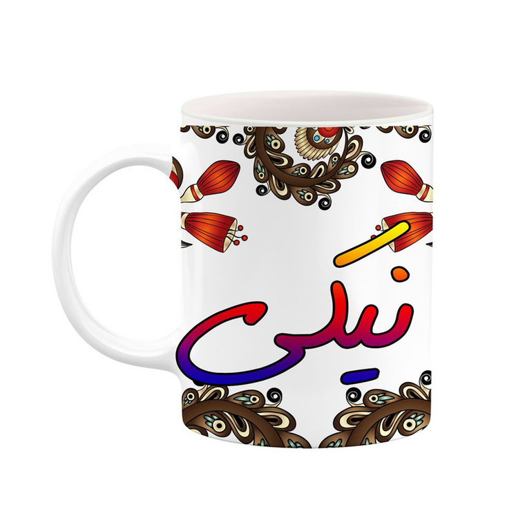 ماگ کاکتی مدل اسم نیکی طرح سنتی گل و بته کد mgh48169