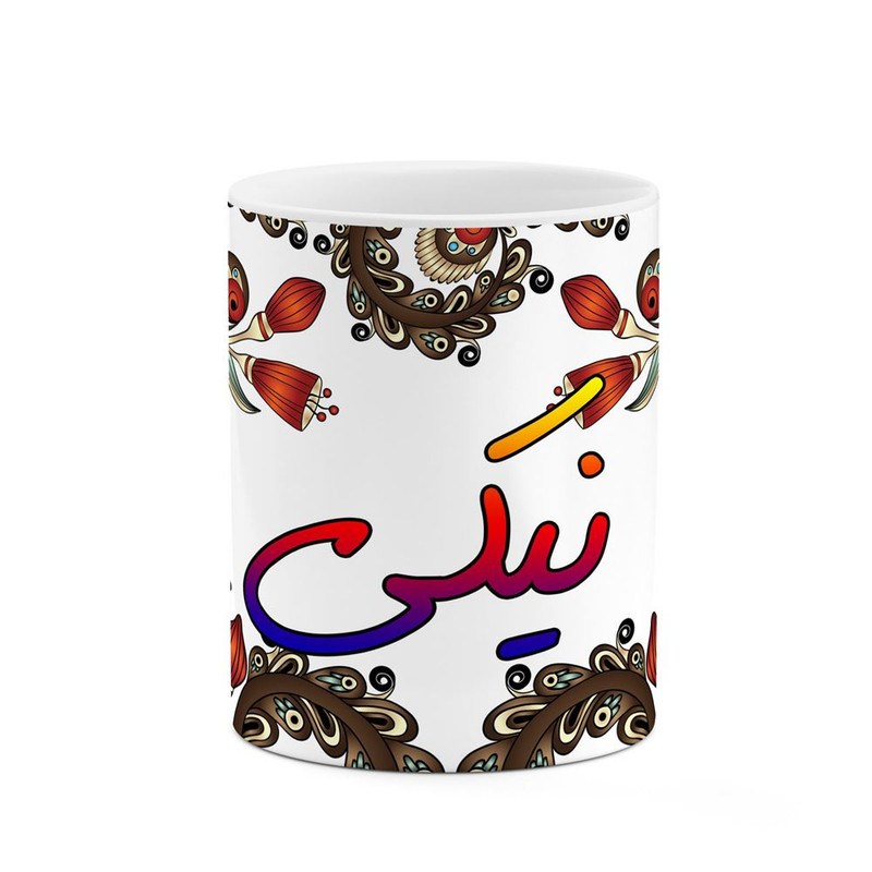 ماگ کاکتی مدل اسم نیکی طرح سنتی گل و بته کد mgh48169