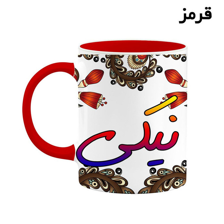ماگ کاکتی مدل اسم نیکی طرح سنتی گل و بته کد mgh48169
