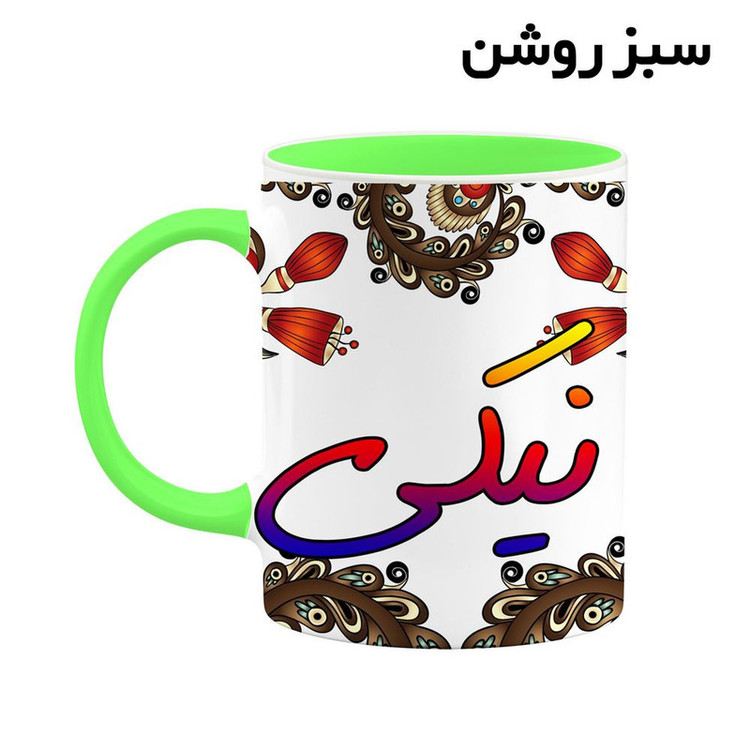 ماگ کاکتی مدل اسم نیکی طرح سنتی گل و بته کد mgh48169