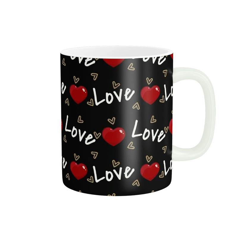 ماگ پادآفرین مدل پترن قلب و love کد 039