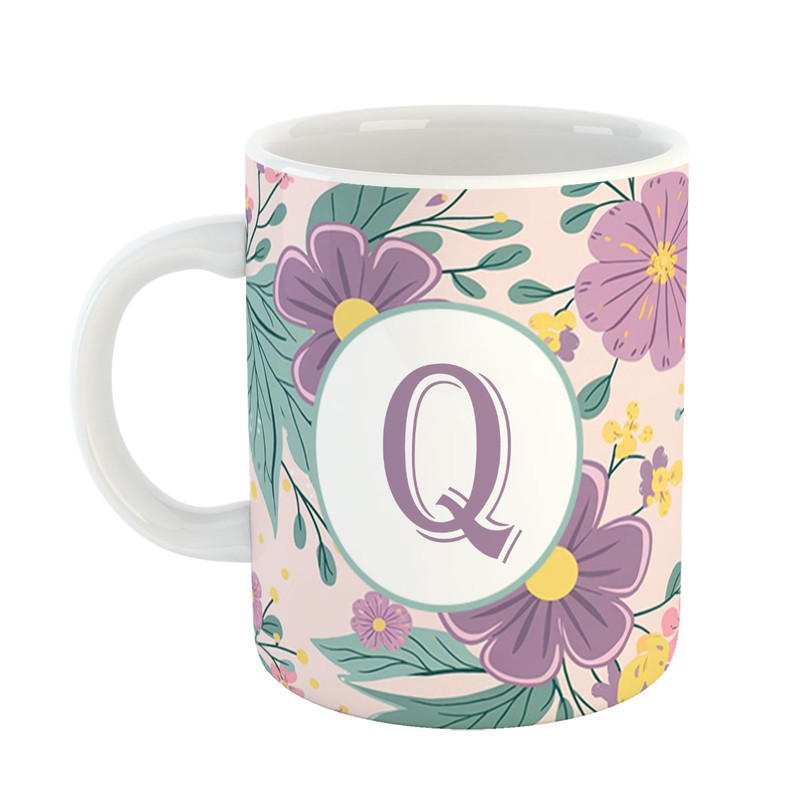 ماگ پادآفرین مدل گل طرح حرف Q کد 33