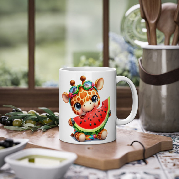 ماگ پادآفرین مدل حیوان زرافه خوردن هندوانه کد 010