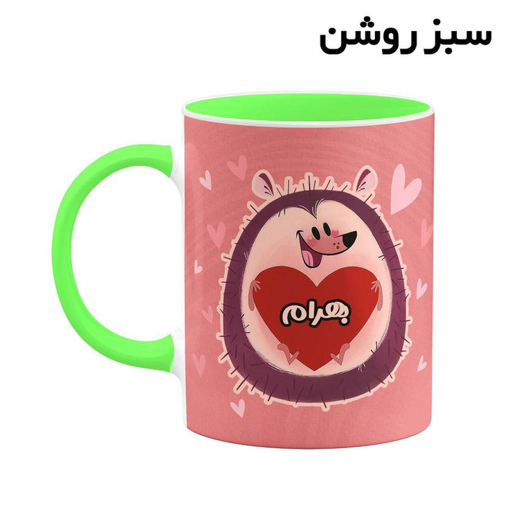 ماگ کاکتی طرح اسم بهرام مدل قلب کد mgn11943