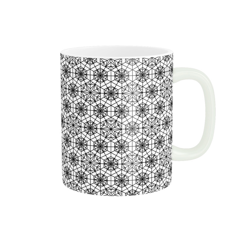 ماگ پاد آفرین طرح مینیمال هندسی ستاره و شش ضلعی کد BW11