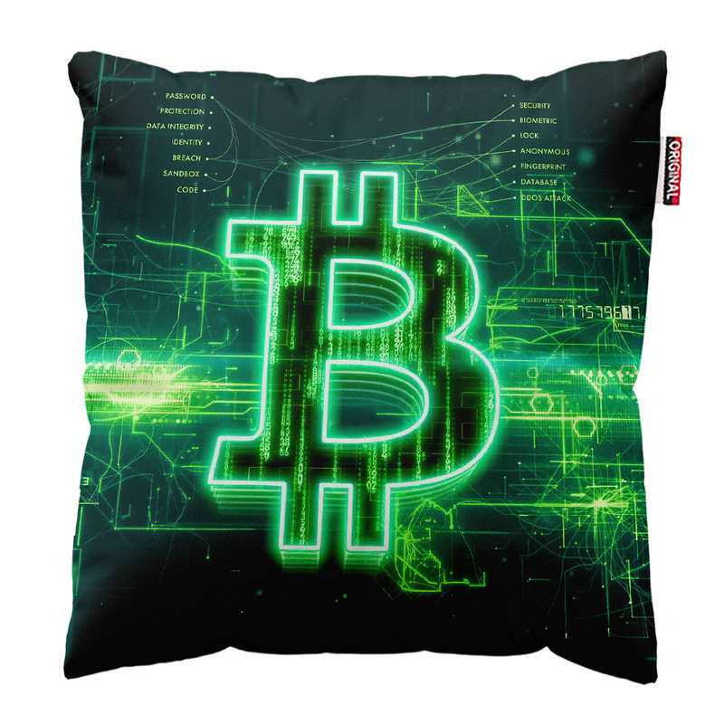 کوسن پاد آفرین مدل بیت کوین تریدر ارز دیجیتال کریپتو فارکس کد PK301889 سایز 30*30 سانتی متر