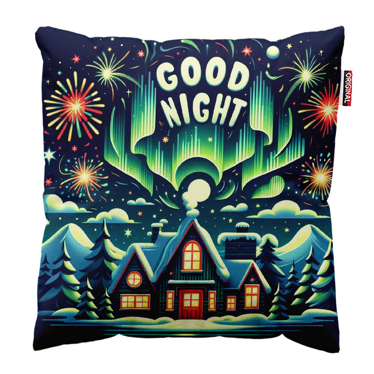 کوسن پاد آفرین مدل کریسمس طرح شب بخیر کد PK402277 سایز 40*40 سانتی متر