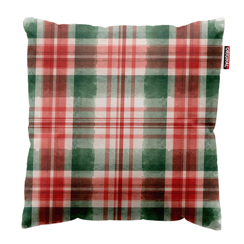 کوسن پاد آفرین مدل کریسمس طرح چهارخانه کد PK402842 سایز 40*40 سانتی متر