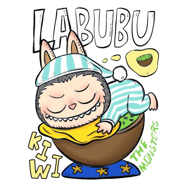 استیکر پارچه و لباس پاد آفرین مدل عروسک لبوبو Labubu کد S1077