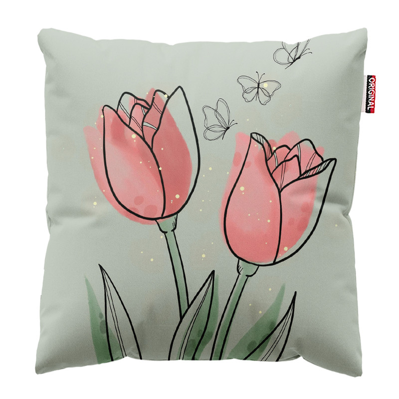 کوسن پاد آفرین مدل مینیمال طرح گل و برگ کد PK302835 سایز 30*30 سانتی متر