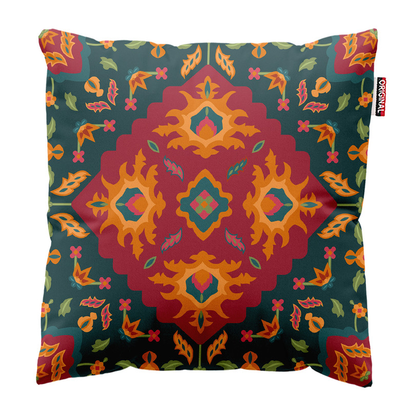 کوسن پاد آفرین مدل سنتی طرح گلیم فرش کد PK302041 سایز 30*30 سانتی متر