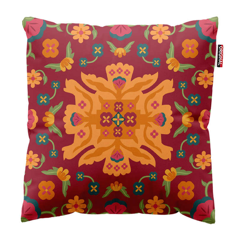 کوسن پاد آفرین مدل سنتی طرح گلیم فرش کد PK302056 سایز 30*30 سانتی متر