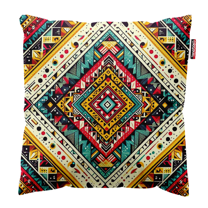 کوسن پاد آفرین مدل بوهو طرح آفریقایی کد PK302047 سایز 30*30 سانتی متر